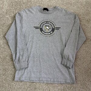 Pittsburgh Penguins Shirt Mens Medium Gray NHL Hockey Crosby 87 Old Time Hockey